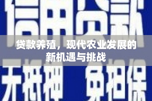 沙坡头贷款养殖，现代农业发展的新机遇与挑战