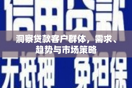 沙坡头洞察贷款客户群体，需求、趋势与市场策略