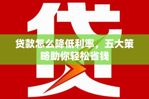 沙坡头贷款怎么降低利率，五大策略助你轻松省钱