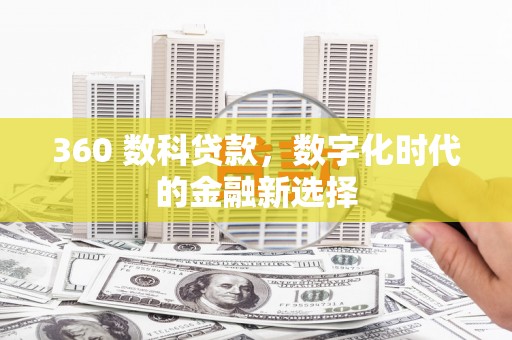 沙坡头360 数科贷款，数字化时代的金融新选择