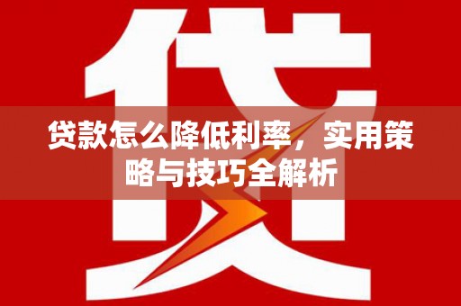 沙坡头贷款怎么降低利率，实用策略与技巧全解析