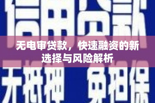 沙坡头无电审贷款，快速融资的新选择与风险解析