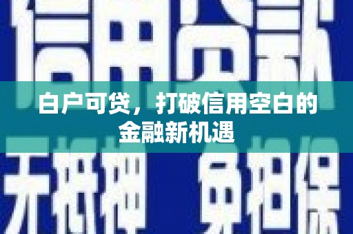 沙坡头白户可贷，打破信用空白的金融新机遇
