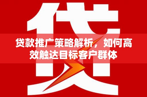 沙坡头贷款推广策略解析，如何高效触达目标客户群体