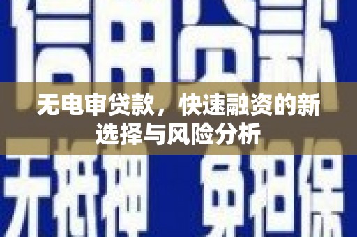 沙坡头无电审贷款，快速融资的新选择与风险分析