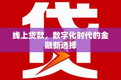 沙坡头线上贷款，数字化时代的金融新选择