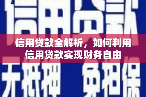 沙坡头信用贷款全解析，如何利用信用贷款实现财务自由